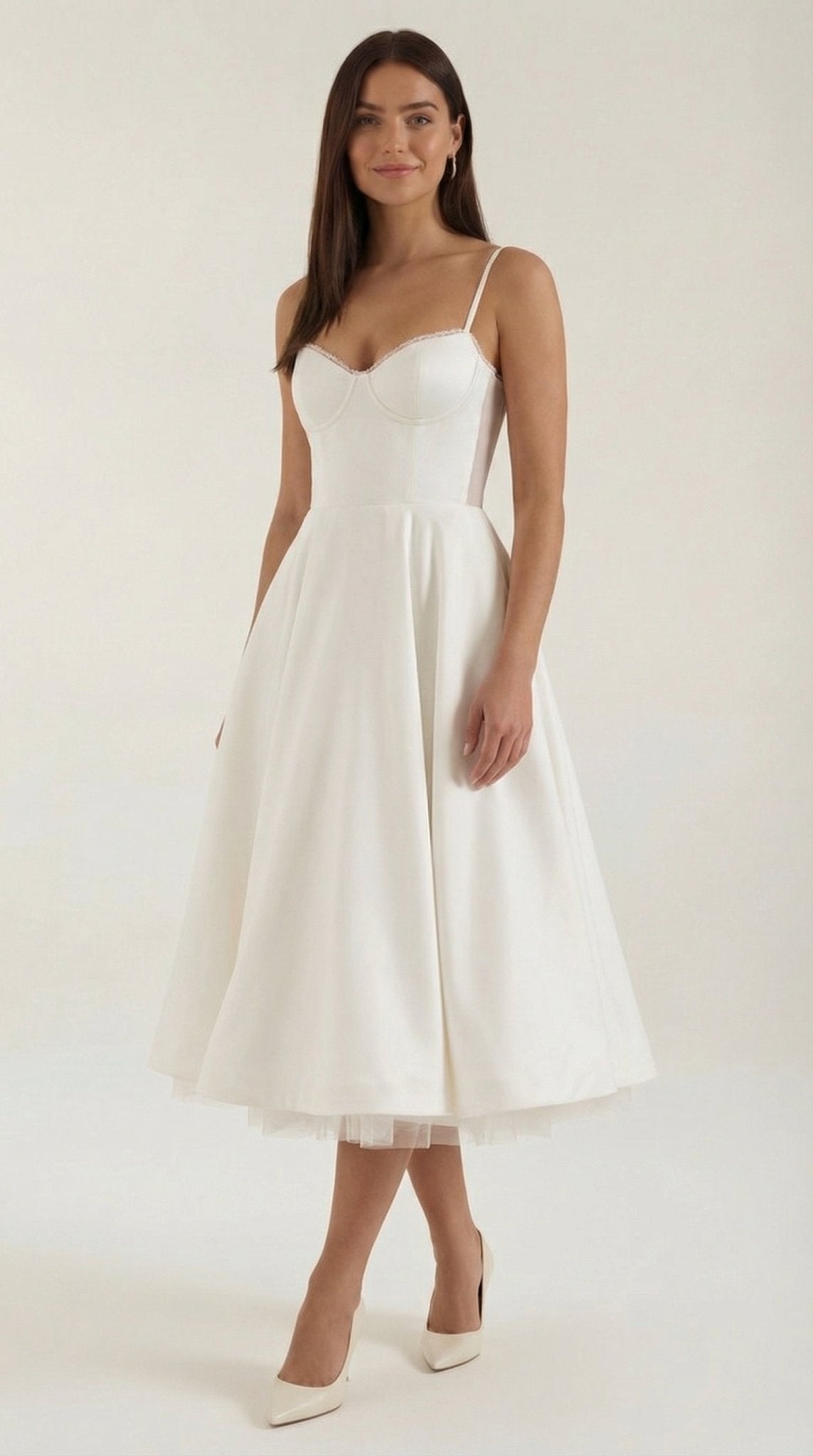 Women's Midi Dress - Sweetheart Neckline & Spaghetti Straps - Hudson Harper - Women Midi Dress