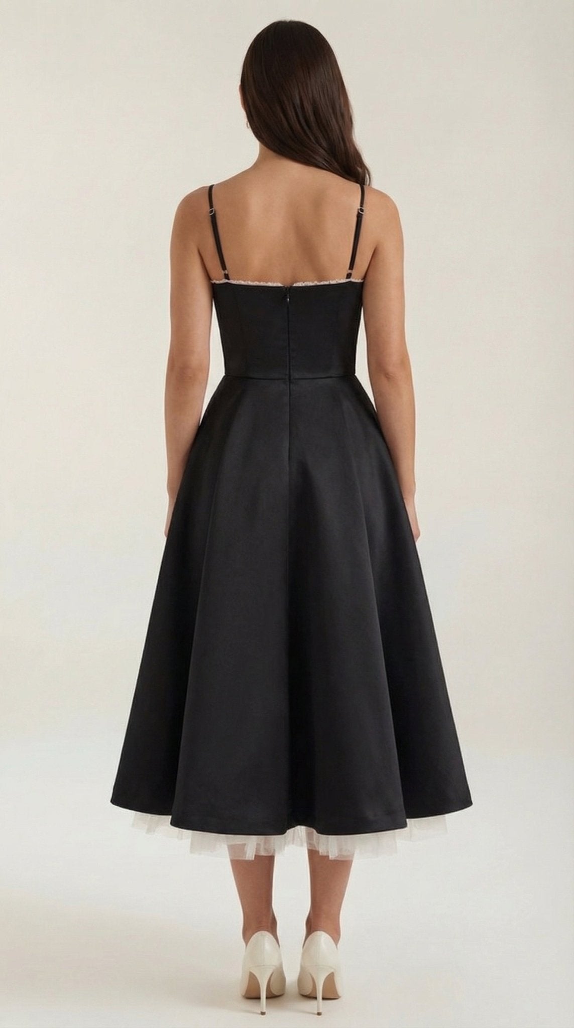 Women's Midi Dress - Sweetheart Neckline & Spaghetti Straps - Hudson Harper - Women Midi Dress