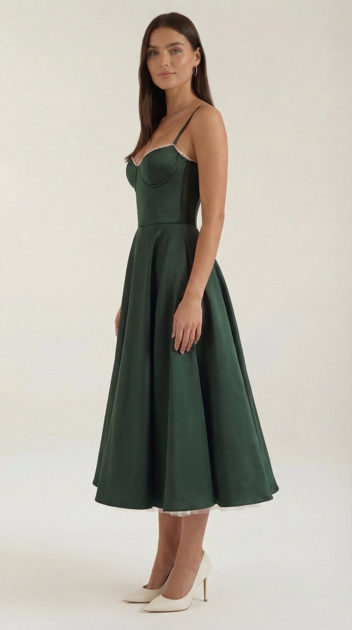 Women's Midi Dress - Sweetheart Neckline & Spaghetti Straps - Hudson Harper - Women Midi Dress