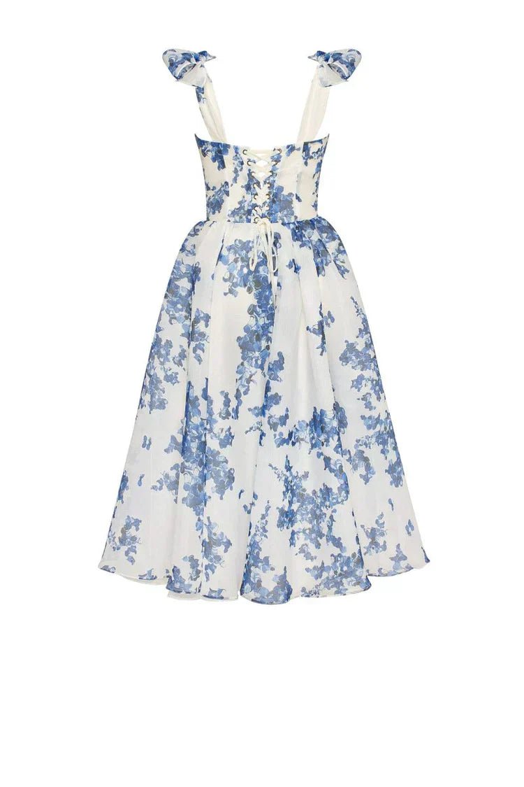 Women's Mini Dress — Corset Detail Floral Pattern Design - Hudson Harper - Women Midi Dress