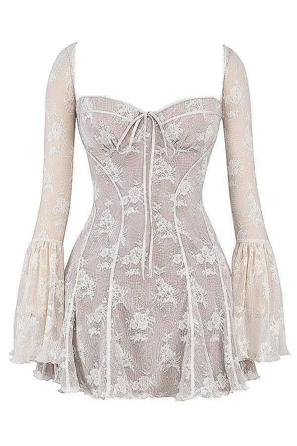 Women's Mini Dress — Corset Sleeveless Lace Detail Design - Hudson Harper - Women Mini Dress
