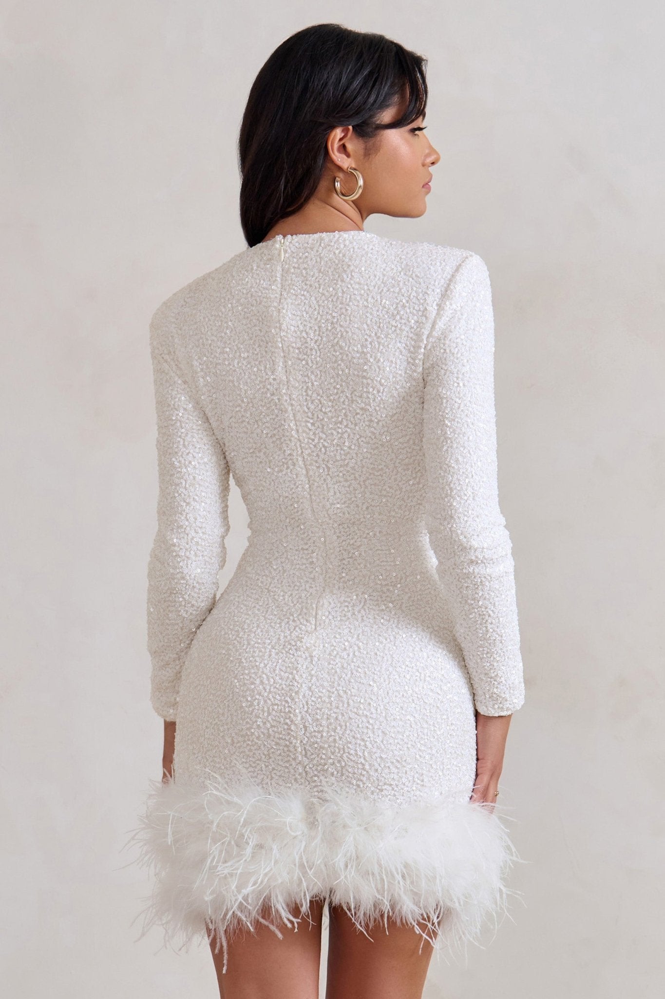 Women's Mini Dress — Fitted Cut Mini Length Feathered Border - Hudson Harper - Women Mini Dress