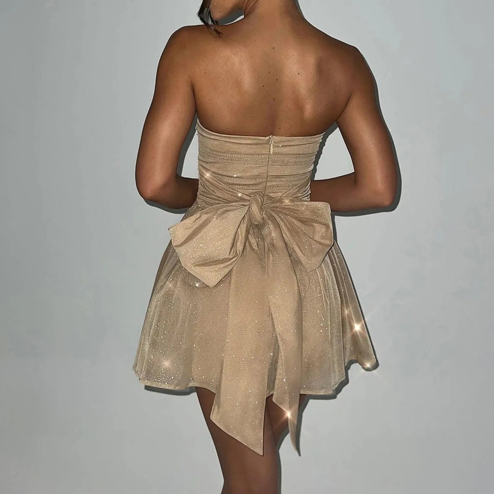 Women's Mini Dress — Strapless Neckline A - Line Flared Skirt - Hudson Harper - Women Midi Dress