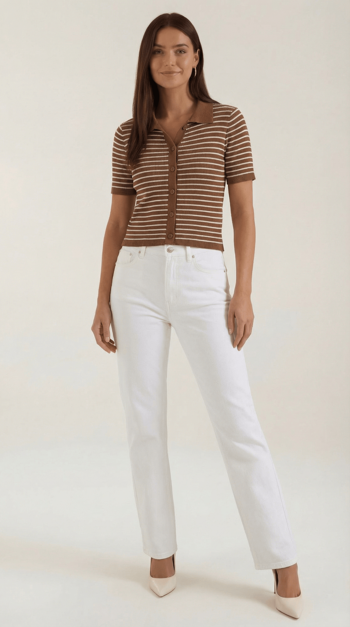 Women's Polo Shirt — Front Button Placket Collar Design - Hudson Harper - Women Top