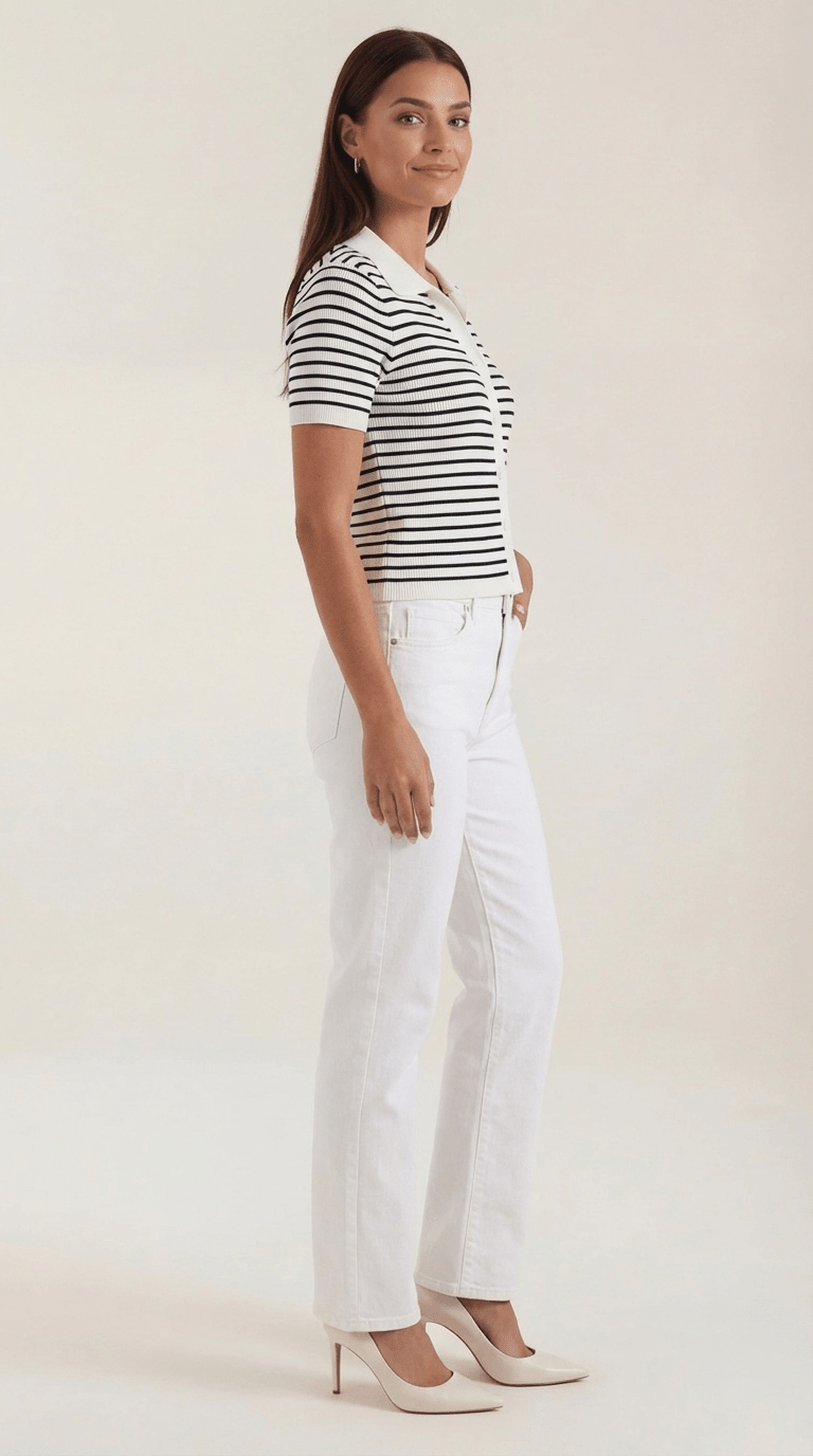 Women's Polo Shirt — Front Button Placket Collar Design - Hudson Harper - Women Top