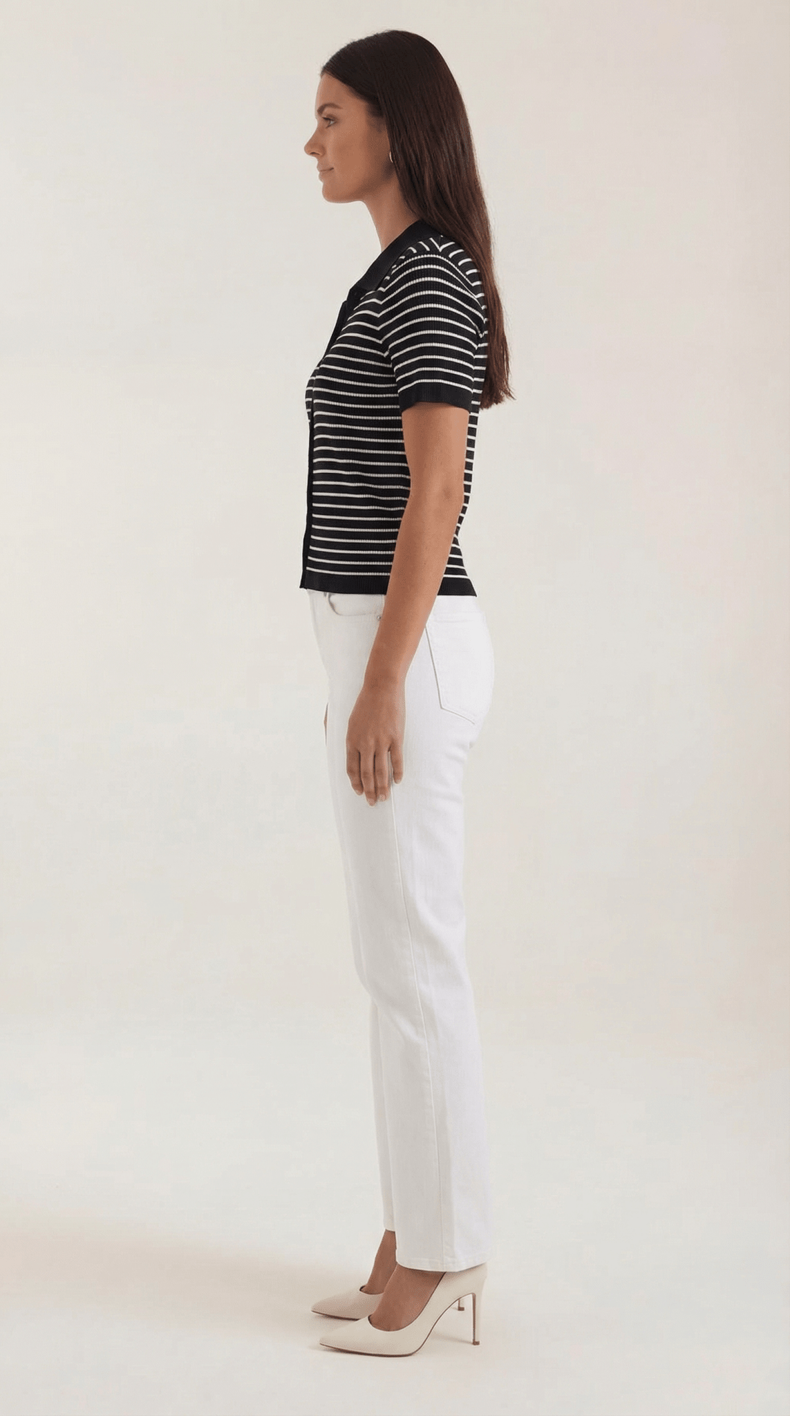 Women's Polo Shirt — Front Button Placket Collar Design - Hudson Harper - Women Top