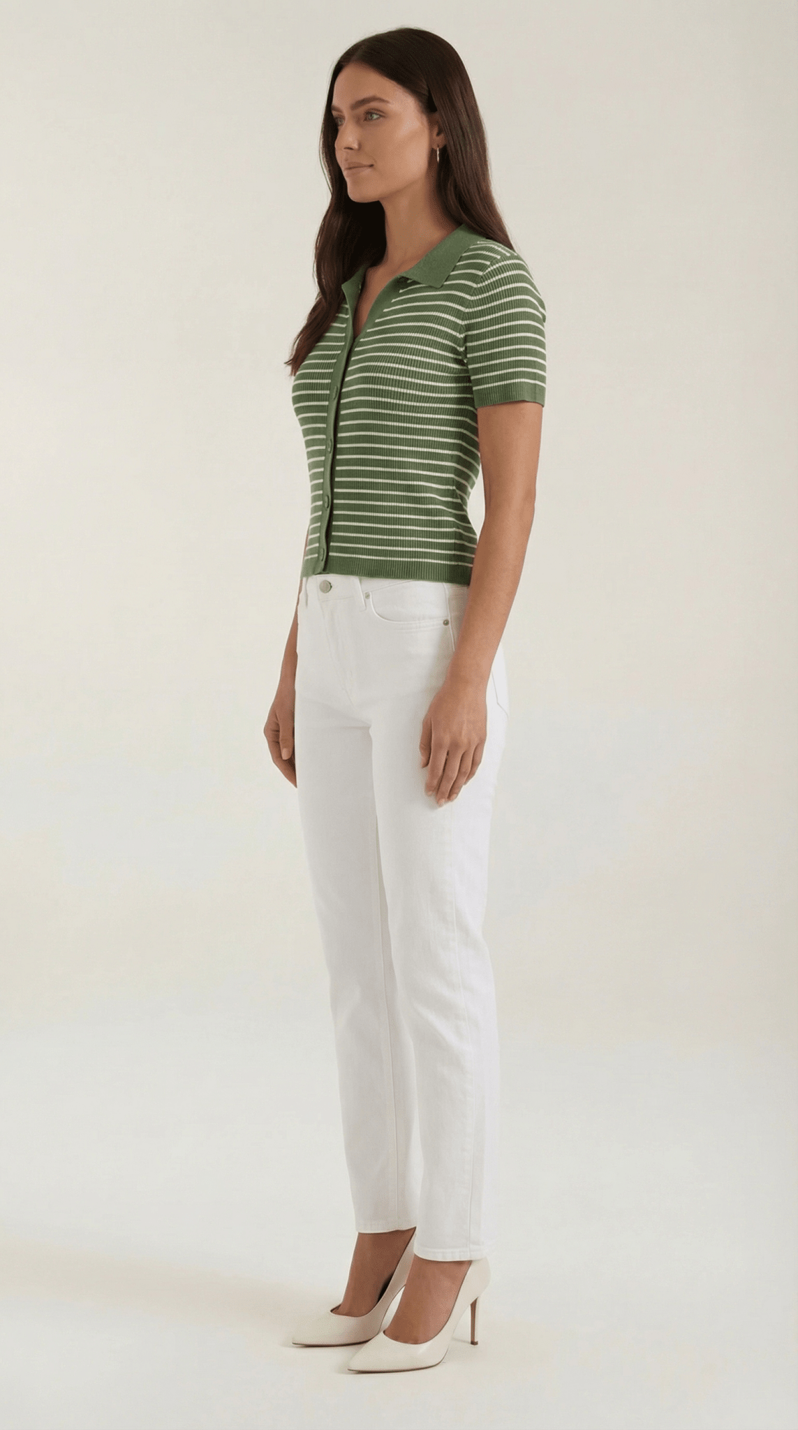 Women's Polo Shirt — Front Button Placket Collar Design - Hudson Harper - Women Top