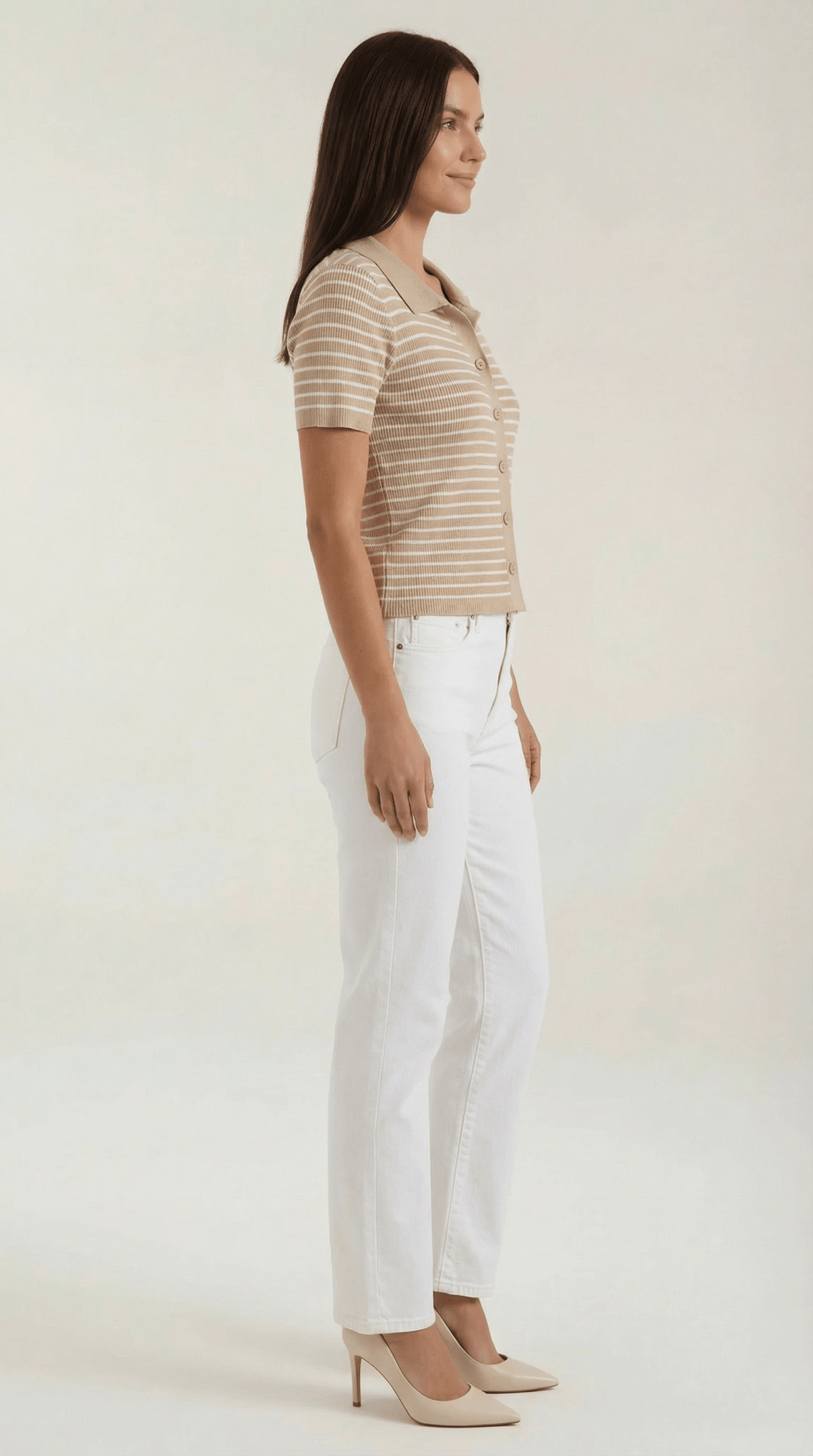 Women's Polo Shirt — Front Button Placket Collar Design - Hudson Harper - Women Top