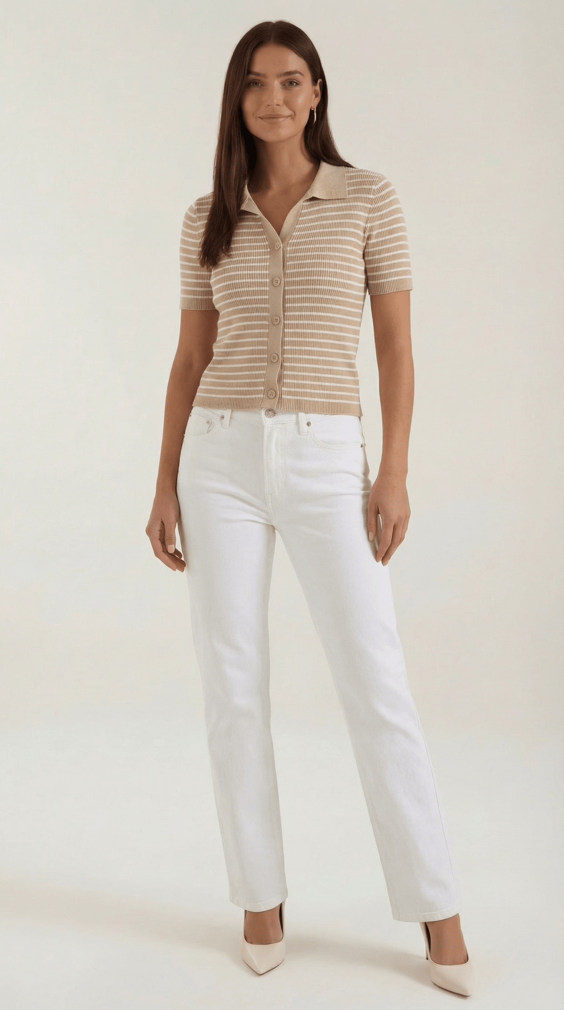 Women's Polo Shirt — Front Button Placket Collar Design - Hudson Harper - Women Top