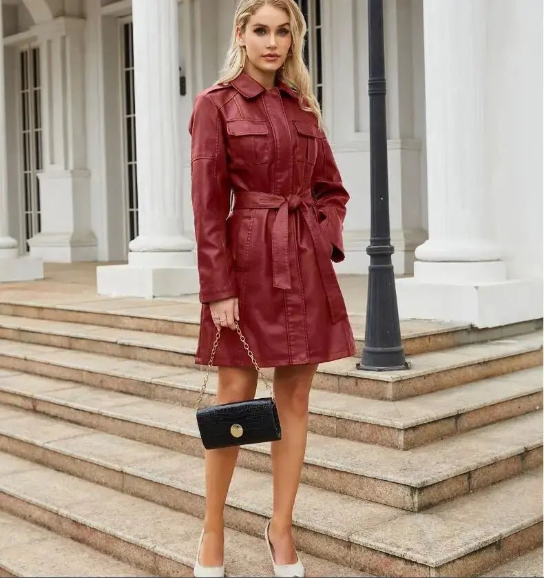 Women's Shirt Dress — Long Sleeve Tie Waist Button Closure - Hudson Harper - Women Mini Dress