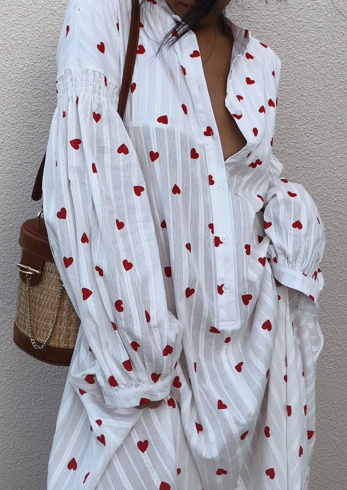 Women's Shirt Dress — Oversized Fit Maxi Length Embroidered - Hudson Harper - Women Maxi Dress