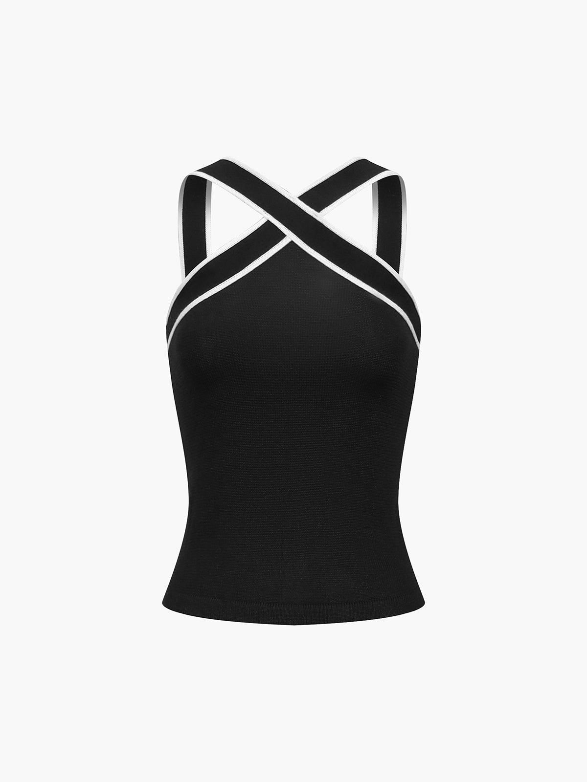 Women's Tank Top — Sleeveless Halter Neck Crossed Strap Design - Hudson Harper - Women Top