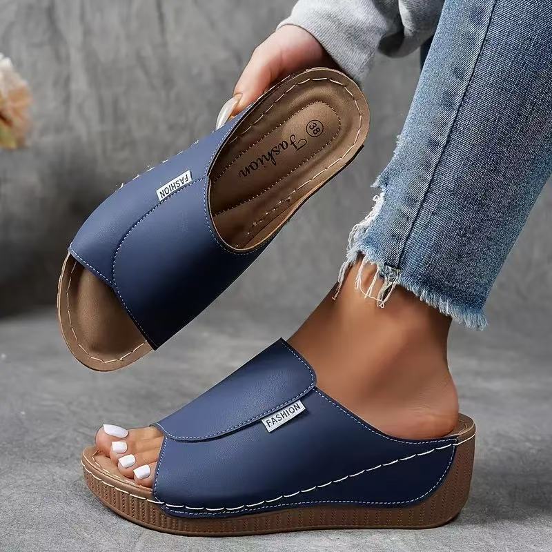 Women's Wedge Sandals — Slip - On Open Toe Platform Design - Hudson Harper - Women Sandals