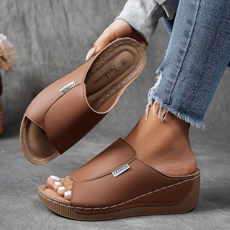 Women's Wedge Sandals — Slip - On Open Toe Platform Design - Hudson Harper - Women Sandals
