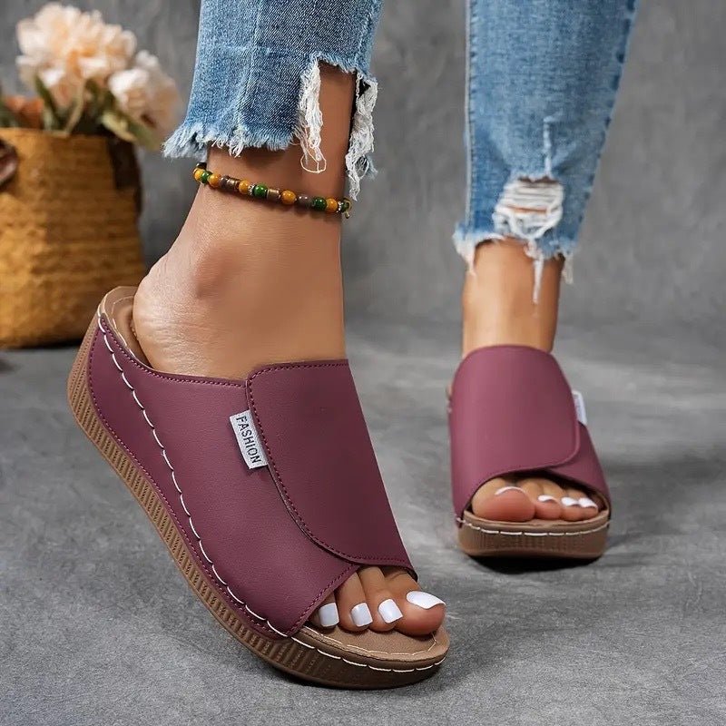Women's Wedge Sandals — Slip - On Open Toe Platform Design - Hudson Harper - Women Sandals