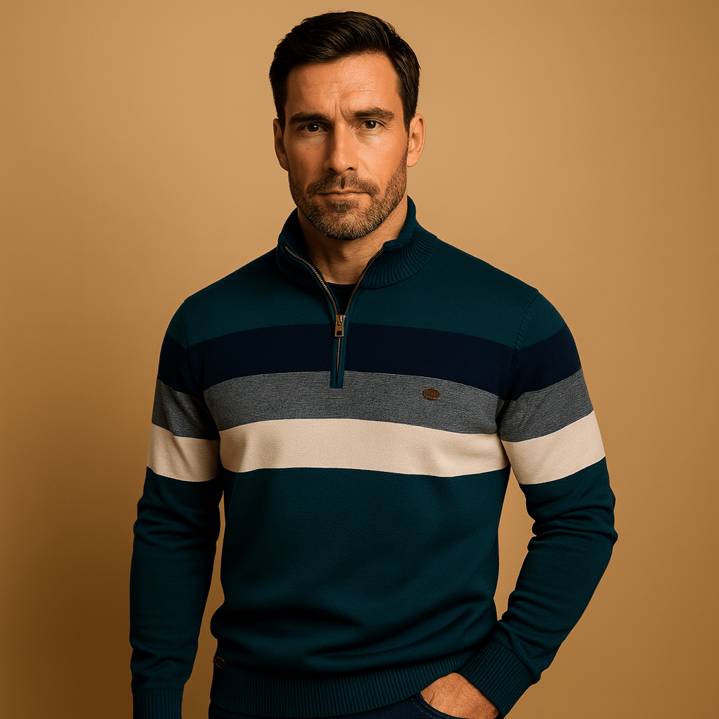 Zip - up Pullover Men Relaxed Casual Fit - Hudson Harper - Men Sweaters